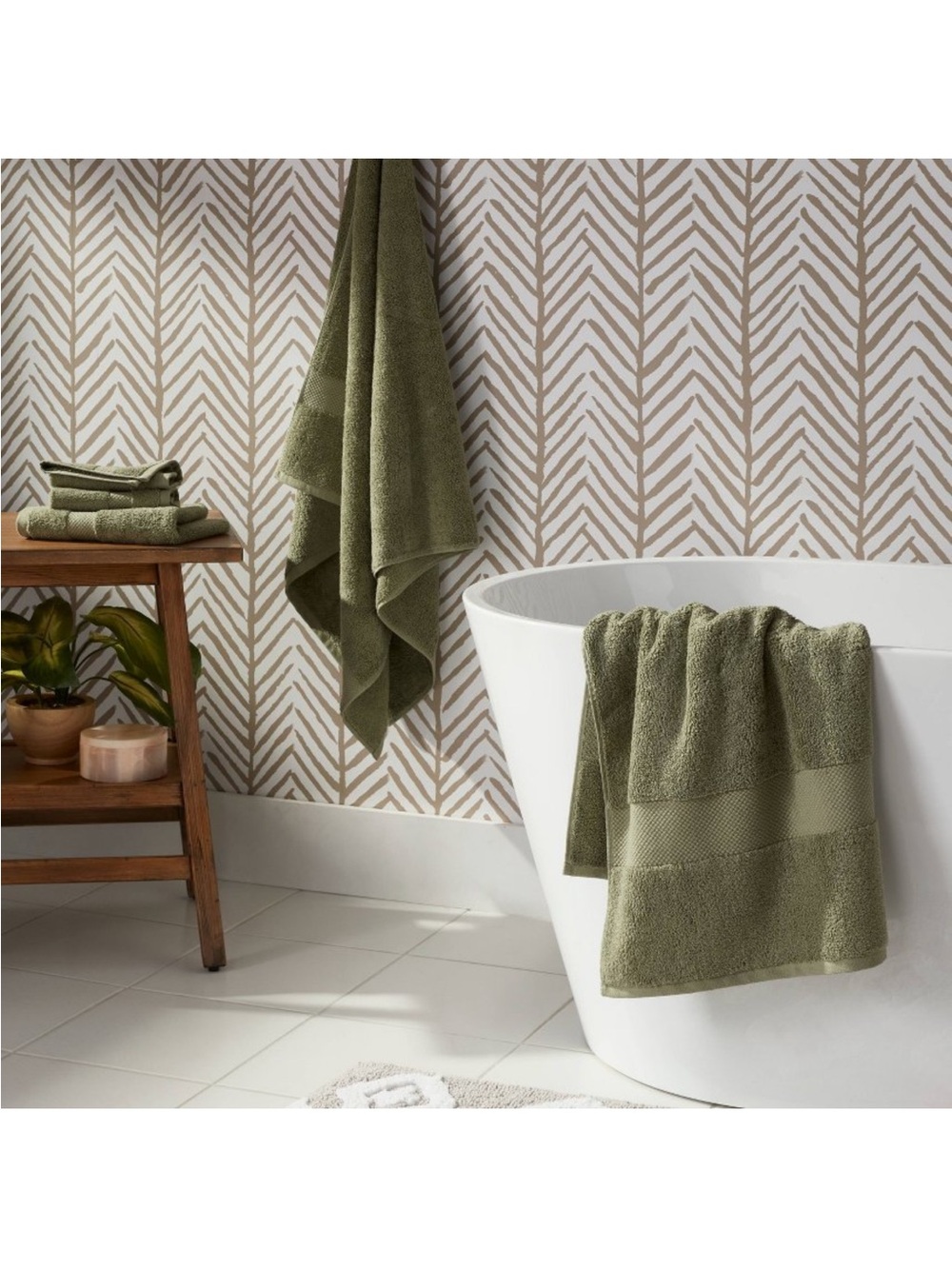 Threshold Olive Green Oversized Bath Towel Set of 2 100% Cotton